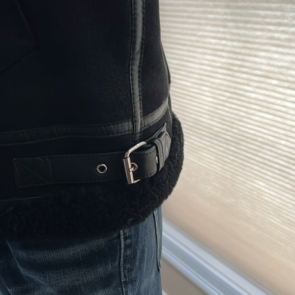 100% Shearling Flight Jacket made in India by Idleman. Color: Black Size: Large - Picture 4 of 14